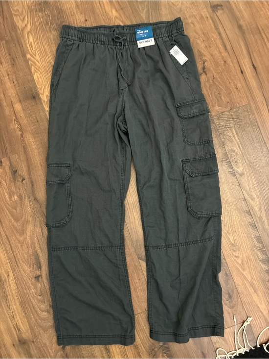 Old Navy Pants - Old Navy Gray Mid Rise Wide Leg Cargo Pants - Drawstring Waist
